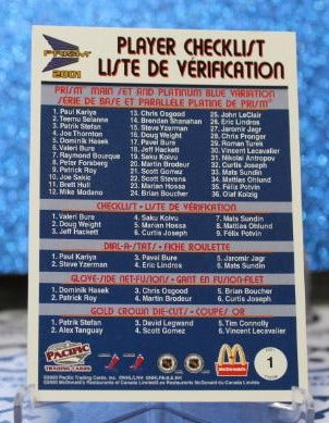 VALERI BURE # 1 CHECK LIST PACIFIC McDONALD'S 1999-2000 CALGARY FLAMES NHL HOCKEY TRADING CARD