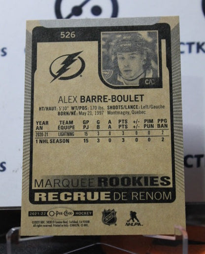 2021-22  O-PEE-CHEE ALEX BARRE-BOULET # 526 MARQUEE ROOKIE TAMPA BAY LIGHTNING HOCKEY CARD