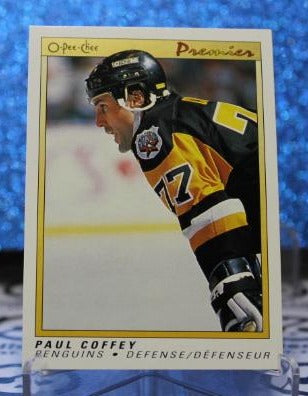 PAUL COFFEY # 16 O-PEE CHEE PREMIER 1990-91 PITTSBURGH PENGUINS  NHL HOCKEY TRADING CARD