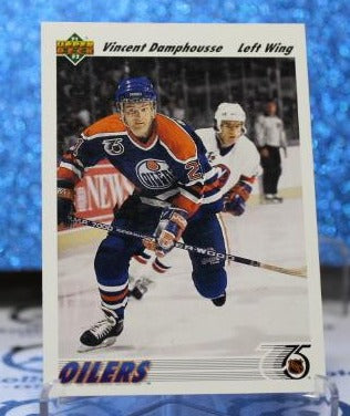 VINCENT DAMPHOUSSE # 535 UPPER DECK 1991-92 EDMONTON OILERS NHL HOCKEY TRADING CARD