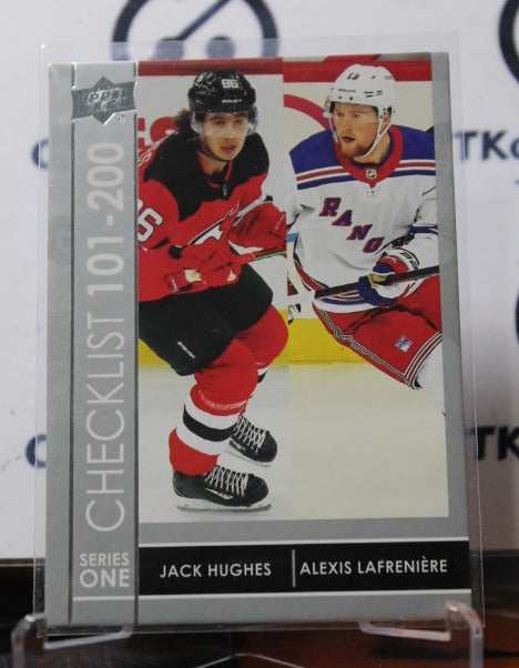 2021-22 UPPER DECK CHECKLIST Jack Hughes / Alexis Lafreniere  # 200 NEW JERSEY DEVILS  NHL HOCKEY TRADING CARD