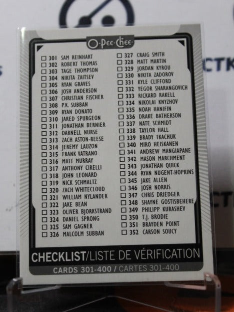 2021-22 O-PEE-CHEE  TEAM CHECLIST # 400  NHL HOCKEY CARD