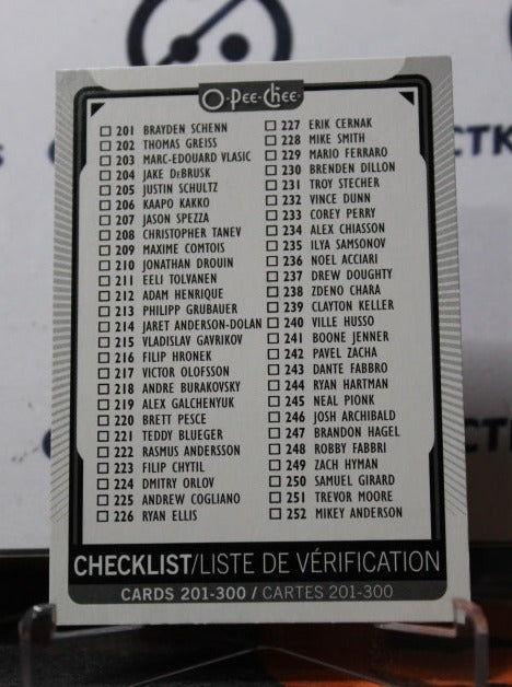 2021-22 O-PEE-CHEE  TEAM CHECLIST # 300  NHL HOCKEY CARD