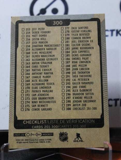 2021-22 O-PEE-CHEE  TEAM CHECLIST # 300  NHL HOCKEY CARD