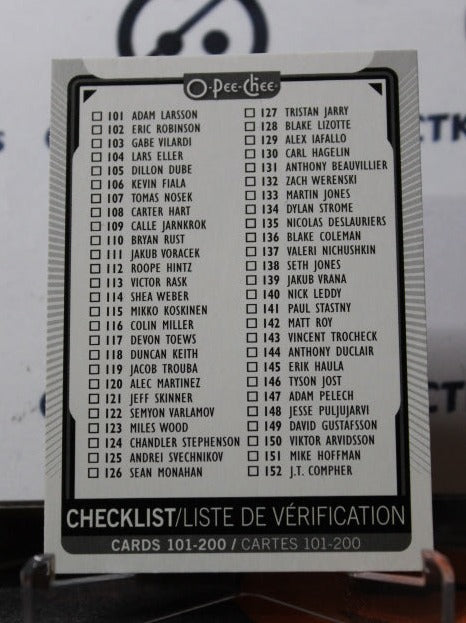 2021-22 O-PEE-CHEE  TEAM CHECLIST # 200  NHL HOCKEY CARD