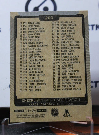 2021-22 O-PEE-CHEE  TEAM CHECLIST # 200  NHL HOCKEY CARD