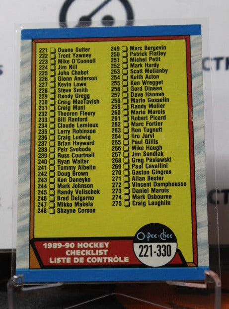 1989-90 O-PEE-CHEE CHECLIST # 330  NHL HOCKEY CARD