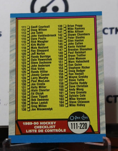 1989-90 O-PEE-CHEE CHECLIST # 198  NHL HOCKEY CARD