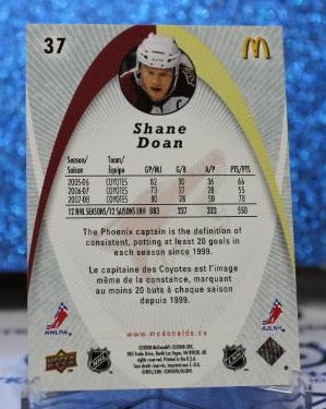 SHANE DOAN # 37 UPPER DECK McDONALD'S 2008-09 ARIZONA COYOTES NHL HOCKEY TRADING CARD