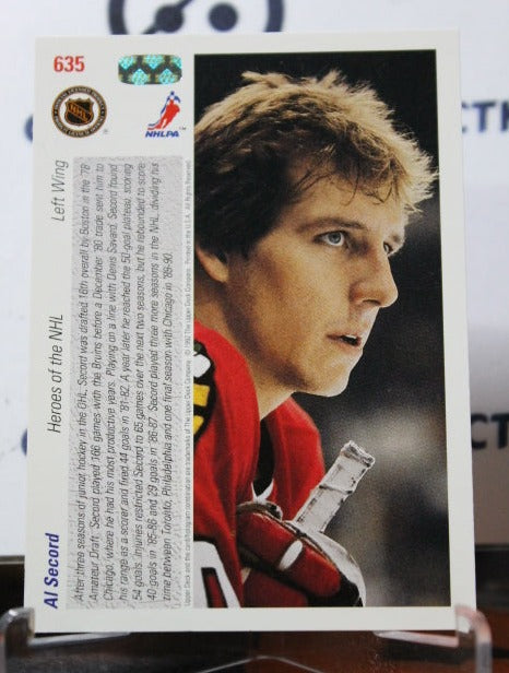 1991-92 UPPER DECK AL SECORD  # 635 HEROES  CHICAGO BLACKHAWKS HOCKEY CARD