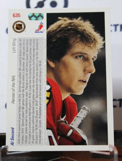 1991-92 UPPER DECK AL SECORD  # 635 HEROES  CHICAGO BLACKHAWKS HOCKEY CARD
