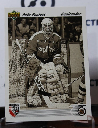 1991-92 UPPER DECK PETE PEETERS  # 642 HEROES  WASHINGTON CAPITALS HOCKEY CARD