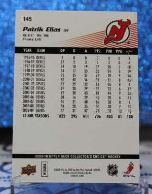 PATRIK ELIAS # 145 UPPER DECK 2009-10 NEW JERSEY DEVILS  NHL HOCKEY TRADING CARD