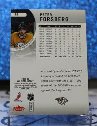 PETER FORSBERG # 85 FLEER ULTRA 2007-08 NASHVILLE PREDATORS NHL HOCKEY TRADING CARD