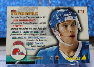 PETER FORSBERG # 266 PINNACLE 1994-95 QUEBEC NORDIQUES NHL HOCKEY TRADING CARD