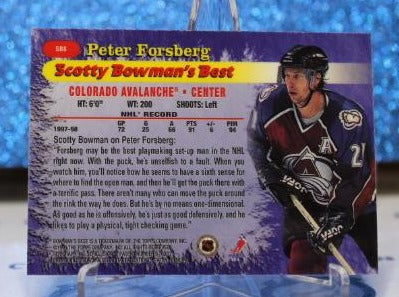 PETER FORSBERG # SB8 UPPER DECK 1998-99 COLORADO AVALANCHE NHL HOCKEY TRADING CARD