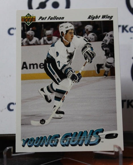 1991-92 UPPER DECK PAT FALLOON # 593 YOUNG GUNS ROOKIE SAN JOSE SHARKS NHL HOCKY CARD