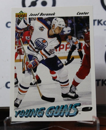 1991-92 UPPER DECK JOSEF BERANEK # 595 YOUNG GUNS ROOKIE EDMONTON OILERS NHL HOCKY CARD