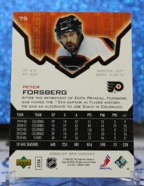 PETER FORSBERG # 75 SPX UPPER DECK 2006-07 Philadelphia Flyers NHL HOCKEY TRADING CARD