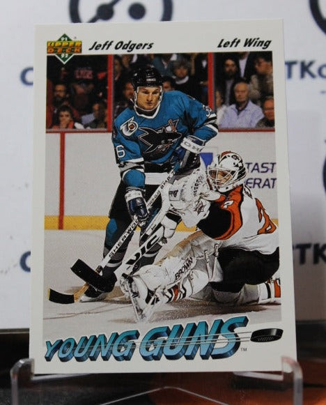 1991-92 UPPER DECK JEFF ODGERS # 597 YOUNG GUNS ROOKIE SAN JOSE SHARKS NHL HOCKY CARD