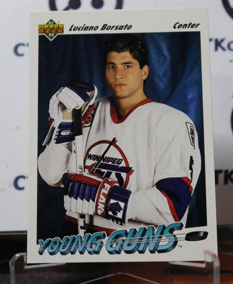 1991-92 UPPER DECK LUCIANO BORSATO # 599 YOUNG GUNS ROOKIE WINNIPEG JETS NHL HOCKY CARD