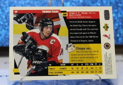 THEOREN FLEURY # 40 UPPER DECK 1997-98 CALGARY FLAMES NHL HOCKEY TRADING CARD