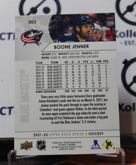 2021-22 UPPER DECK  BOONE JENNER # 303   COLUMBUS BLUE JACKETS NHL HOCKEY TRADING CARD