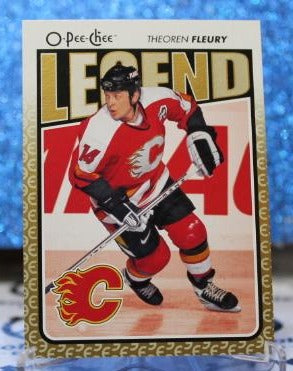 THEOREN FLEURY # 585 LEGEND O-PEE CHEE 2009-10 CALGARY FLAMES NHL HOCKEY TRADING CARD