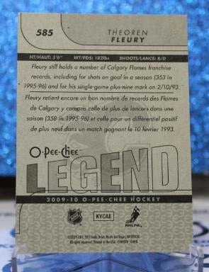 THEOREN FLEURY # 585 LEGEND O-PEE CHEE 2009-10 CALGARY FLAMES NHL HOCKEY TRADING CARD