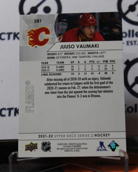 2021-22 UPPER DECK JUUSO VALIMAKI # 281 HOCKEY NHL CALGARY FLAMES  CARD