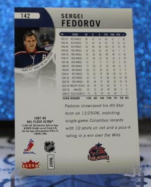 SERGEI FEDOROV # 142 FLEER ULTRA 2007-08 COLUMBUS BLUE JACKETS NHL HOCKEY TRADING CARD