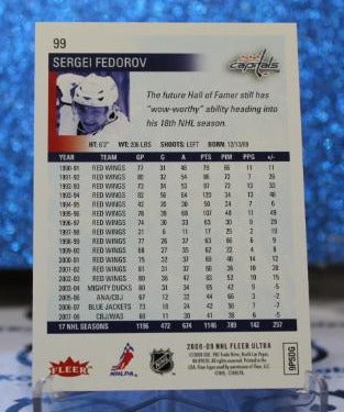 SERGEI FEDOROV # 99 FLEER ULTRA 2008-09 WASHINGTON CAPITALS NHL HOCKEY TRADING CARD