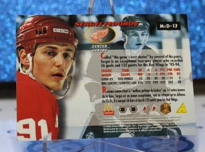 SERGEI FEDOROV # McD-17 McDONALD'S PINNACLE 1995-96 DETROIT RED WINGS NHL HOCKEY TRADING CARD