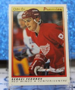 SERGEI FEDOROV # 30 ROOKIE O-PEE CHEE PREMIER 1990-91 DETROIT RED WINGS NHL HOCKEY TRADING CARD