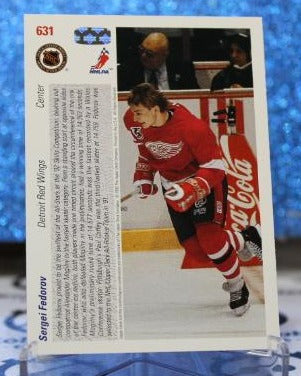 SERGEI FEDOROV # 631 ROOKIE UPPER DECK 1991-92 DETROIT RED WINGS NHL HOCKEY TRADING CARD