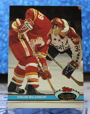 DOUG GILMOUR # 96 TOPPS STADIUM CLUB 1991-92 CALGARY FLAMES  NHL HOCKEY TRADING CARD