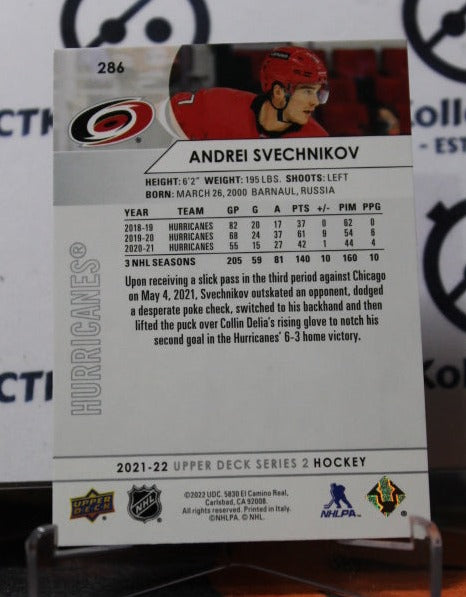 2021-22 UPPER DECK ANDREI SVECHNIKOV # 286 CAROLINA HURRICANES NHL HOCKEY TRADING CARD