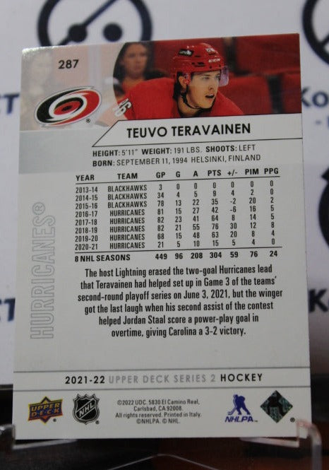 2021-22 UPPER DECK TEUVO TERAVAINEN # 287 CAROLINA HURRICANES NHL HOCKEY TRADING CARD