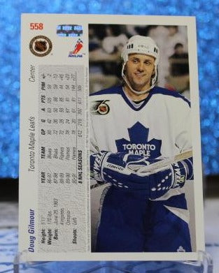 DOUG GILMOUR # 558 UPPER DECK 1991-92 TORONTO MAPLE LEAFS  NHL HOCKEY TRADING CARD