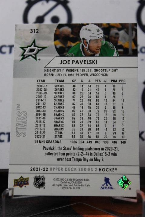 2021-22 UPPER DECK JOE PAVELSKI # 312  DALLAS STARS NHL HOCKEY TRADING CARD