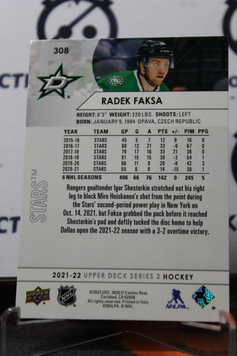 2021-22 UPPER DECK RADEK FAKSAI # 308  DALLAS STARS NHL HOCKEY TRADING CARD