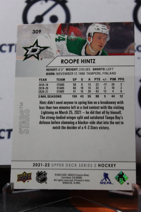 2021-22 UPPER DECK ROOPE HINTZ # 309  DALLAS STARS NHL HOCKEY TRADING CARD