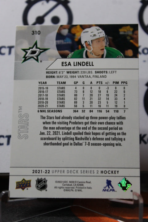 2021-22 UPPER DECK ESA LINDELL # 310  DALLAS STARS NHL HOCKEY TRADING CARD