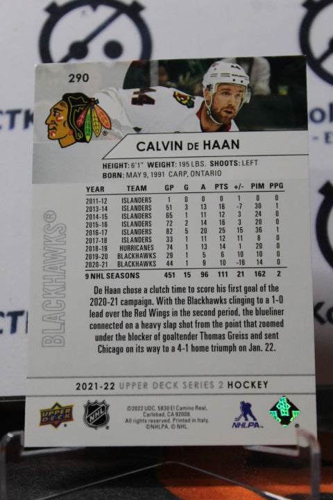 2021-22 UPPER DECK CALVIN DE HAAN # 290 CHICAGO BLACKHAWKS NHL HOCKEY TRADING CARD