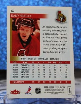 DANY HEATLEY # 67 FLEER ULTRA 2008-09 OTTAWA SENATORS NHL HOCKEY TRADING CARD