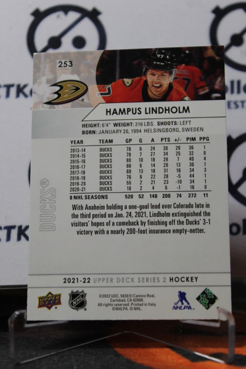 2021-22 UPPER DECK HAMPUS LINDHOLM # 253 ANAHEIM DUCKS NHL HOCKEY CARD