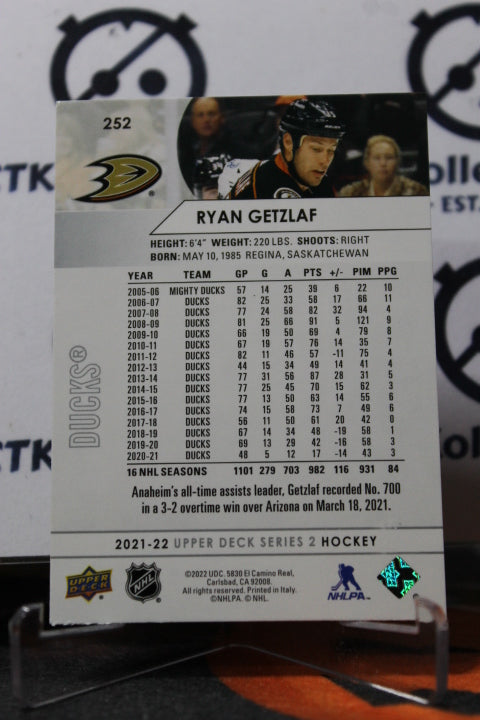 2021-22 UPPER DECK RYAN GETZLAF # 252 ANAHEIM DUCKS NHL HOCKEY CARD