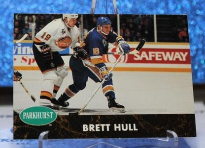 BRETT HULL # 157 PRO SET PARKHURST 1991-92  ST. LOUIS BLUES NHL HOCKEY TRADING CARD
