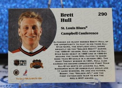 BRETT HULL # 290 PRO SET 1991-92  ST. LOUIS BLUES NHL HOCKEY TRADING CARD