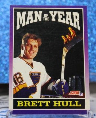 BRETT HULL # 371 USA SCORE 1991-92  ST. LOUIS BLUES NHL HOCKEY TRADING CARD